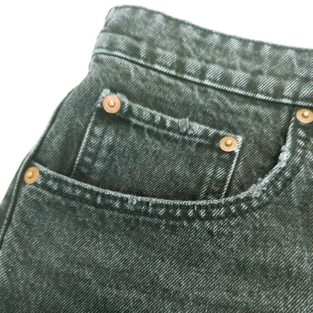 Zara High Rise Jean Shorts Size 8 Cutoff Distressed Button Fly Black - Picture 4 of 7